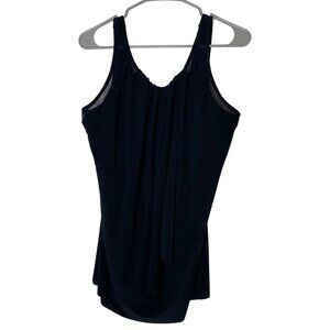 Miraclesuit Mariella Black Tankini Top 20W • Draped Front Underwire Mesh Swim
